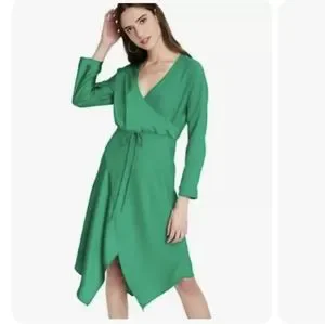 Cushnie | Dresses | Emerald Green Satin Faux Wrap Midi Dress Vneck Holiday  Cushnie X Target Size 4 | Poshmark